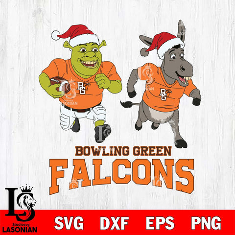 Bowling Green Falcons Shrek and Donkey Football Cricut,Christmas SVG DXF EPS PNG FILE, NCAA Digital Download,Instant Download, Silhouette