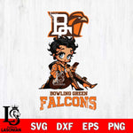 Bowling Green Falcons Style Black Fan Girl Betty Boop, Svg Eps Dxf Png File, Digital Download