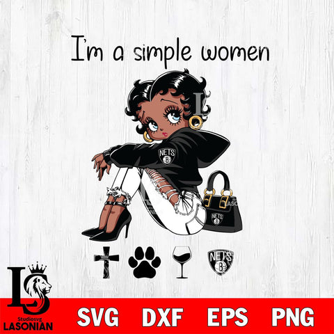 Brooklyn Nets Betty Boop Black Fan I Am Simple Women Svg Eps Dxf Png File, Digital Download