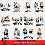 Brooklyn Nets Bluey Dace Mode NBA Bundle 12 SVG Eps Dxf Png File, Digital Download, Instant Download