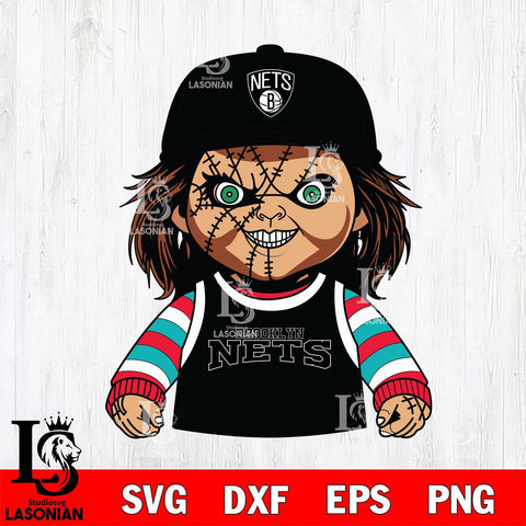 Brooklyn Nets Chucky Horror basketball SVG DXF EPS PNG FILE, NBA File Cut,Halloween Digital Download,Instant Download, Silhouette