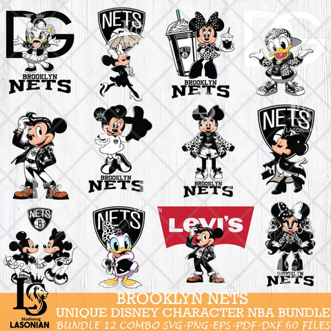 Brooklyn Nets Disney character NBA Bundle 12 Svg Eps Dxf Png File, Digital Download, Instant Download