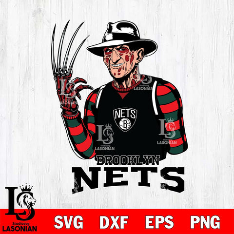 Brooklyn Nets Freddy Krueger Horror Svg Eps Dxf Png File, NBA svg, Digital Download, Instant Download