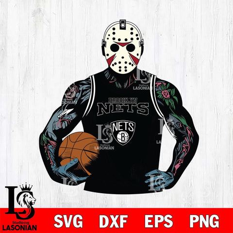 Brooklyn Nets Jason Voorhees Horror basketball SVG DXF EPS PNG FILE, NBA File Cut,Halloween Digital Download,Instant Download, Silhouette