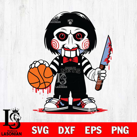 Brooklyn Nets Jigsaw Horror basketball SVG DXF EPS PNG FILE, NBA File Cut,Halloween Digital Download,Instant Download, Silhouette