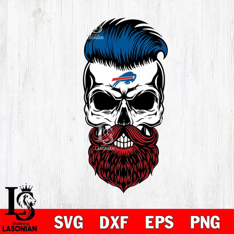 Buffalo Bills Badass Beard Skull SVG