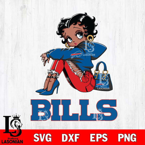 Buffalo Bills Betty Boop Black Fan Girl Svg Eps Dxf Png File, Digital Download, Instant Download