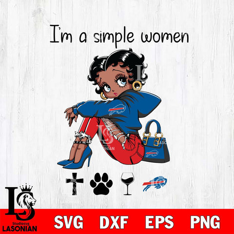 Buffalo Bills Betty Boop Black Fan I Am Simple Women Svg Eps Dxf Png File, Digital Download