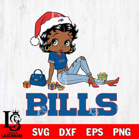 Buffalo Bills Betty Boop Christmas Packing File Cut, NFL SVG DXF EPS PNG PDF File, Digital Download , Criucut , Silhouette