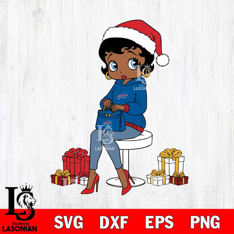 Buffalo Bills Betty Boop Sit Christmas File Cut, NFL SVG DXF EPS PNG PDF File, Digital Download , Criucut , Silhouette
