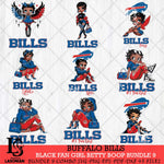 Buffalo Bills Black Fan Girl Betty Boop Bundle 9 Svg Eps Dxf Png File, Digital Download, Instant Download