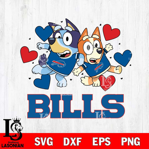 Buffalo Bills Bluey Chilli Heart NFL Svg Eps Dxf Png File, Digital Download, Instant Download