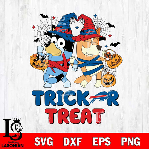 Buffalo Bills Bluey Trick or Treat Halloween 2 Svg Eps Dxf Png File, Digital Download, Instant Download
