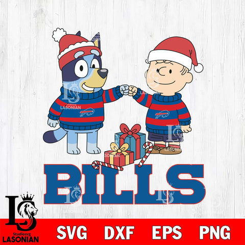 Buffalo Bills Bluey With Charlie Brown Christmas Cricut,Christmas SVG DXF EPS PNG FILE, Digital Download,Instant Download, Silhouette