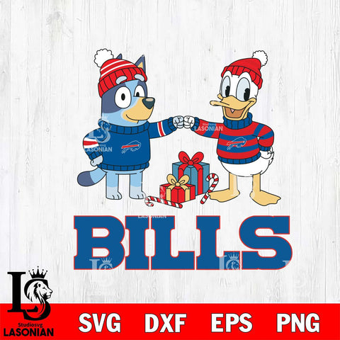 Buffalo Bills Bluey With Donald Duck Christmas Cricut,Christmas SVG DXF EPS PNG FILE, Digital Download,Instant Download, Silhouette