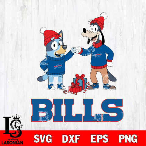 Buffalo Bills Bluey With Goofy Christmas Cricut,Christmas SVG DXF EPS PNG FILE, Digital Download,Instant Download, Silhouette