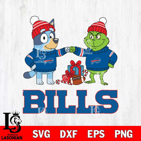Buffalo Bills Bluey With Grinch Christmas Cricut,Christmas SVG DXF EPS PNG FILE, Digital Download,Instant Download, Silhouette