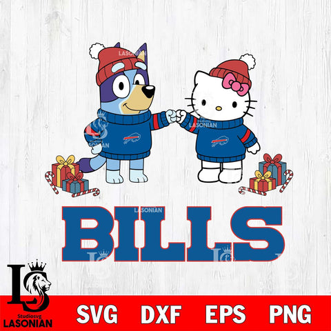 Buffalo Bills Bluey With Hello kitty Christmas Cricut,Christmas SVG DXF EPS PNG FILE, Digital Download,Instant Download, Silhouette