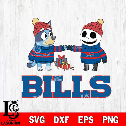 Buffalo Bills Bluey With Jack Skellington Christmas Cricut,Christmas SVG DXF EPS PNG FILE, Digital Download,Instant Download, Silhouette