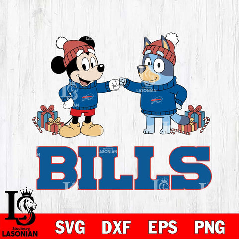 Buffalo Bills Bluey With Mickey Christmas Cricut,Christmas SVG DXF EPS PNG FILE, Digital Download,Instant Download, Silhouette