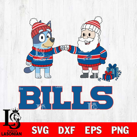 Buffalo Bills Bluey With Satan Christmas Cricut,Christmas SVG DXF EPS PNG FILE, Digital Download,Instant Download, Silhouette