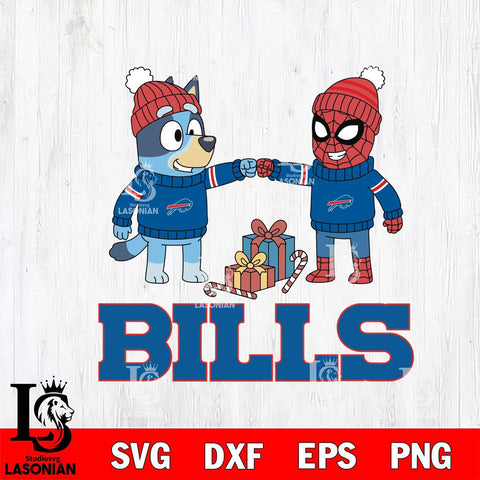 Buffalo Bills Bluey With Spider man Christmas Cricut,Christmas SVG DXF EPS PNG FILE, Digital Download,Instant Download, Silhouette