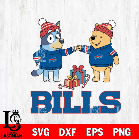 Buffalo Bills Bluey With Winnie The Pooh Christmas Cricut,Christmas SVG DXF EPS PNG FILE, Digital Download,Instant Download, Silhouette