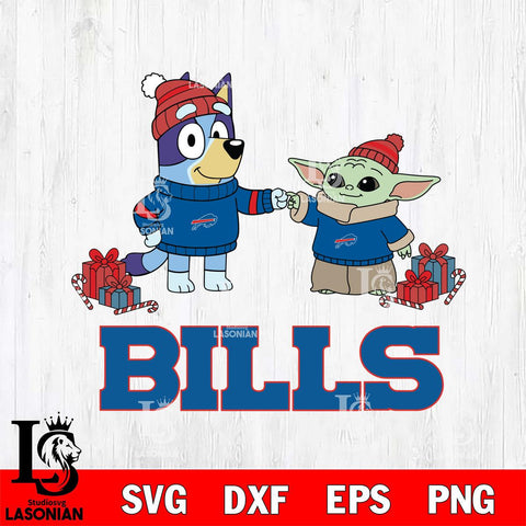 Buffalo Bills Bluey With Yoda Christmas Cricut,Christmas SVG DXF EPS PNG FILE, Digital Download,Instant Download, Silhouette