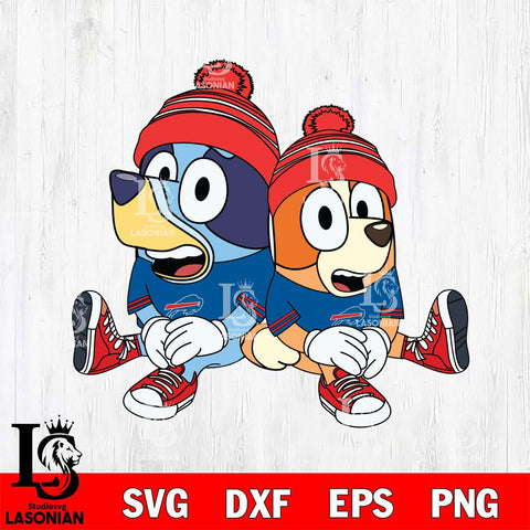 Buffalo Bills Bluey & Bingo Christmas Svg Eps Dxf Png File, Digital Download, Instant Download