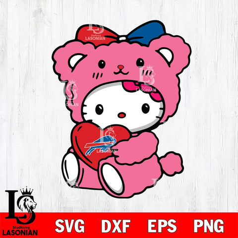 Buffalo Bills Cute Hello Kitty 3 Svg Eps Dxf Png File, Digital Download, Instant Download
