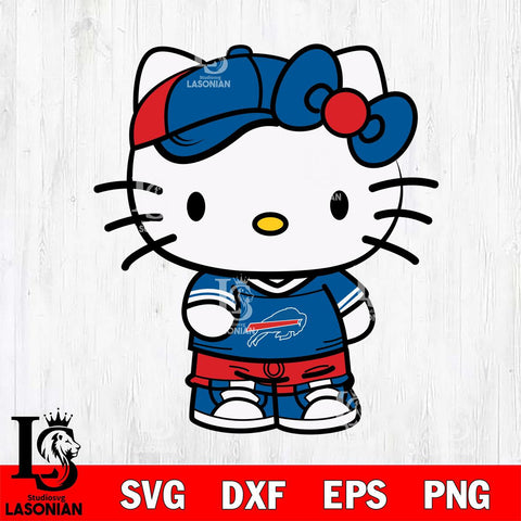 Buffalo Bills Cute Hello Kitty Football 2 Svg Eps Dxf Png File, NFL svg, Digital Download, Instant Download