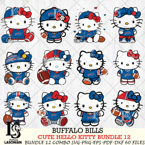 Buffalo Bills Cute Hello Kitty NFL Bundle 12 SVG Svg Eps Dxf Png File, NFL svg, Digital Download, Instant Download