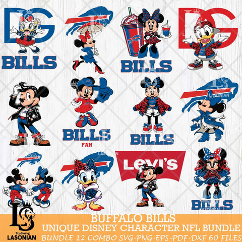 Buffalo Bills Disney Characters NFL Bundle 12 Svg Eps Dxf Png File, Digital Download, Instant Download