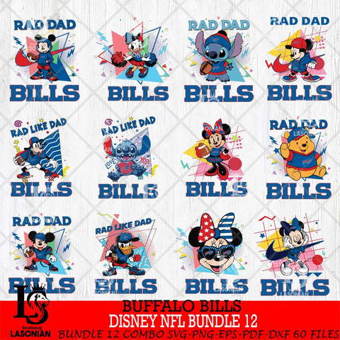 Buffalo Bills Disney Rad Dad NFL Bundle 12 SVG DXF EPS PNG FILE, Father day File Cut,Digital Download,Instant Download,Disney Svg Files