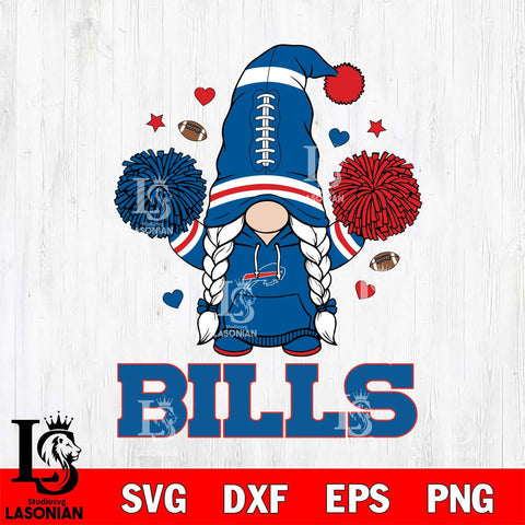 Buffalo Bills Gnome cheerleader File Cut, NFL SVG, Digital Download , CHRISTMAS Criucut , Silhouette