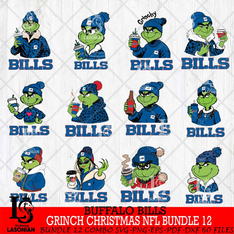 Buffalo Bills Grinch Christmas NFL Bundle 12 Svg Eps Dxf Png File,Cricut svg files, Digital Download, Instant Download