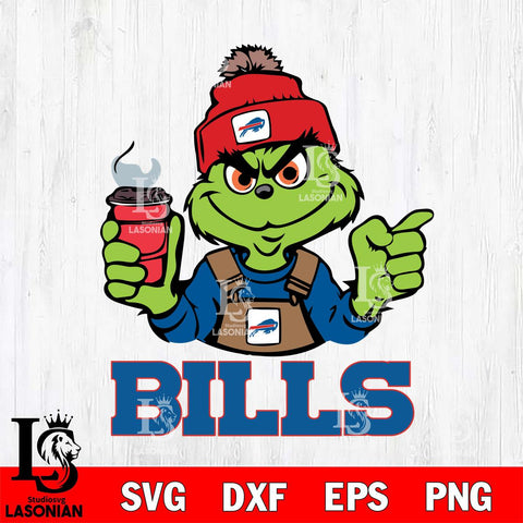 Buffalo Bills Grinch with coffee Svg Eps Dxf Png File, Digital Download, Instant Download