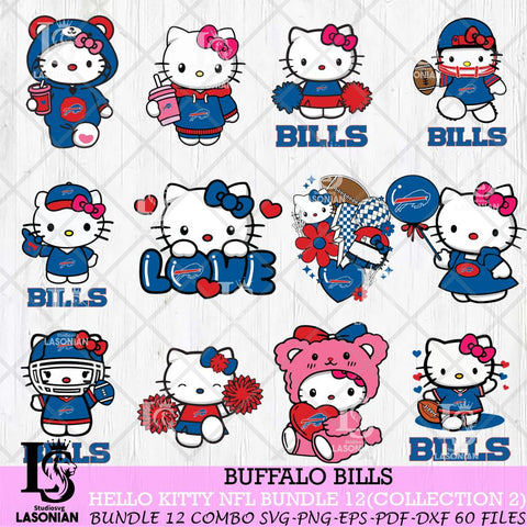 Buffalo Bills Hello Kitty Bundle 12 SVG Svg Eps Dxf Png File, Digital Download, Instant Download