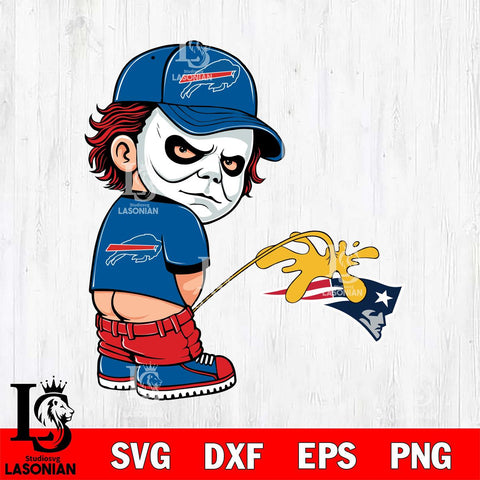 Buffalo Bills Michael Myers Piss On New England Patriots Svg Eps Dxf Png File, Digital Download, Instant Download