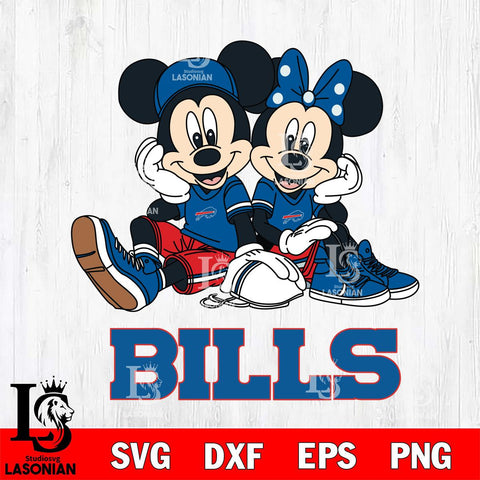 Buffalo Bills Mickey Minnie Mouse Football Sit Svg Eps Dxf Png File, Bundle NFl svg , File Cut , Digital Download , Instant Download, Laser Cut Svg Files