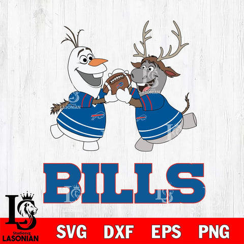 Buffalo Bills Olaf & Sven Football Cricut,Christmas SVG DXF EPS PNG FILE, Digital Download,Instant Download, Silhouette