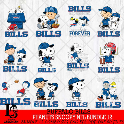 Buffalo Bills Peanuts Snoopy Player NFL Bundle 12 SVG DXF EPS PNG FILE,Snoopy File Cut, bundle nfl Digital Download,Instant Download, Silhouette
