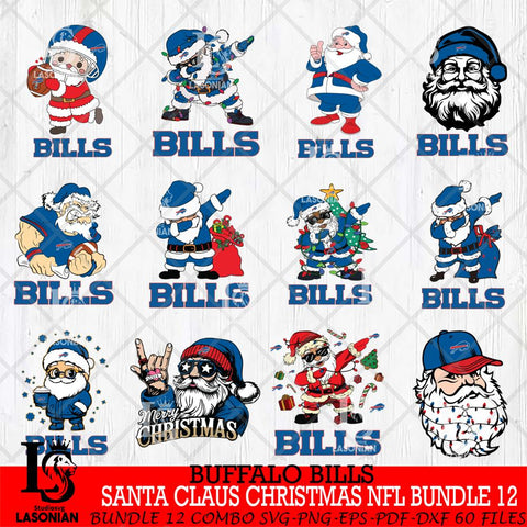 Buffalo Bills Satan Claus Christmas NFL Bundle 12 Svg Eps Dxf Png File,NFL Svg Files,Digital Download,Sublimation,Instant Download