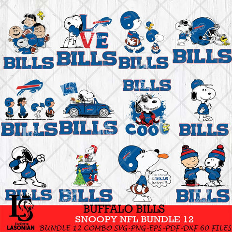 Buffalo Bills Snoopy NFL Bundle 12 SVG Eps Dxf Png File, NFL svg, Digital Download, Instant Download