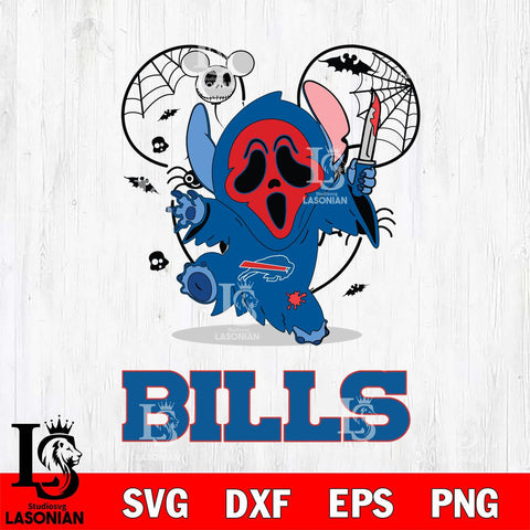 Buffalo Bills Stitch Ghost Face Halloween 2 Svg Eps Dxf Png File, Digital Download, Instant Download