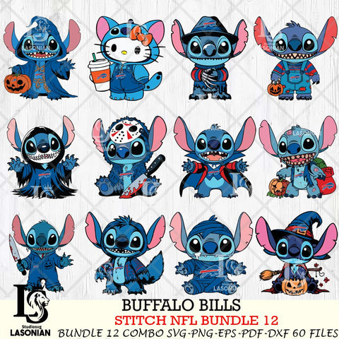 Buffalo Bills Stitch Horror Bundle 12 SVG Eps Dxf Png File, Bundle NFL svg, Digital Download, Instant Download