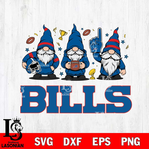 Buffalo Bills Three Gnome FAN File Cut, NFL SVG, Digital Download , CHRISTMAS Criucut , Silhouette