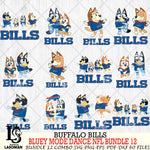 Buffalo Bills  Bluey Dance NFL Bundle 12 SVG Eps Dxf Png File, Digital Download, Instant Download