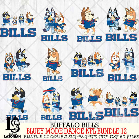 Buffalo Bills  Bluey Dance NFL Bundle 12 SVG Eps Dxf Png File, Digital Download, Instant Download