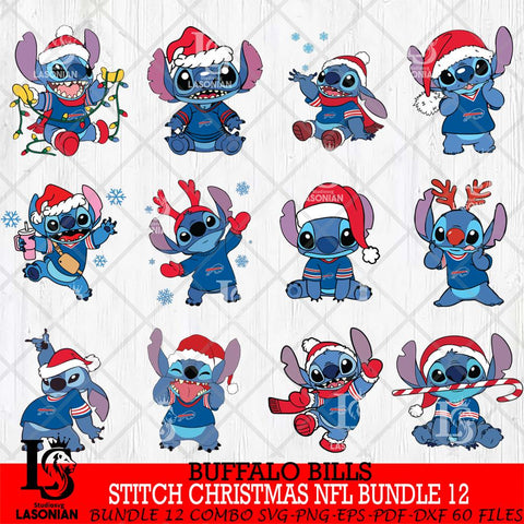 Buffalo Bills  Stitch Christmas NFL Bundle 12 Svg Eps Dxf Png File, Digital Download, Instant Download
